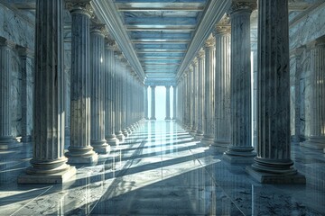 Sketch corporate governance as pillars upholding the temple of transparency - obrazy, fototapety, plakaty