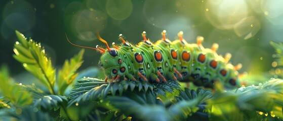 Witnessing the lifecycle of a caterpillar butterfly - obrazy, fototapety, plakaty