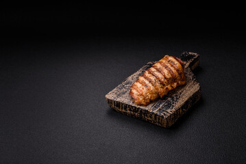 Delicious fresh grilled chicken fillet with spices and herbs