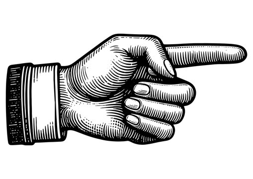 Hand pointer with index finger sketch PNG