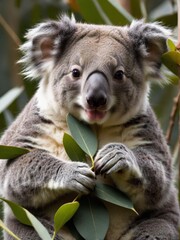 Koala eating eucalyptus leaves