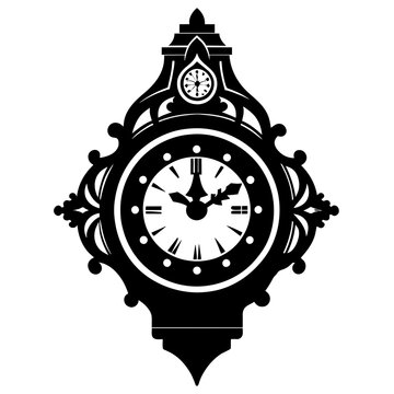 Vector, Antique Watches silhouette, laser cut, white background