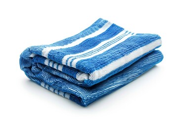 Blue folded towel isolated on white background
