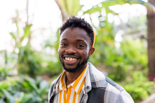 Portrait of happy african american man smiling at camera