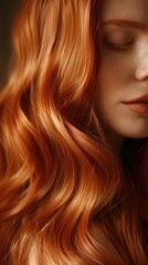 Naklejka premium Whispers of Autumn: Lush Copper Curls and Soft Freckles