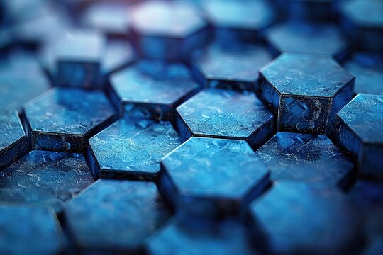 A blue image of hexagonal shapes