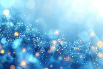 Abstract light blue background with hexagon shapes for a medical technology presentation