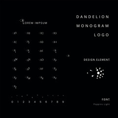 Dandelion-splash-monogram-black background