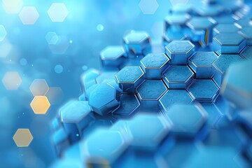 A blue background with a pattern of hexagons