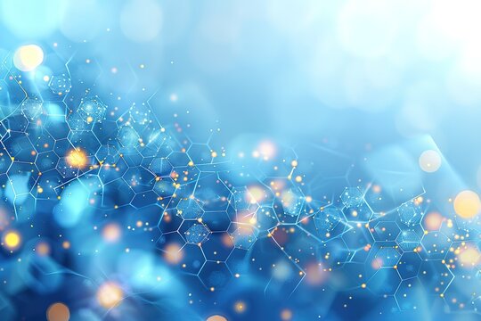 Abstract light blue background with hexagon shapes for a medical technology presentation