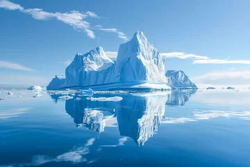 Foto op Canvas A tranquil arctic landscape showing majestic icebergs and their reflections in the calm polar waters. © Creative_Bringer