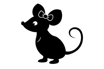 mouse with bows silhouette vector illustration
