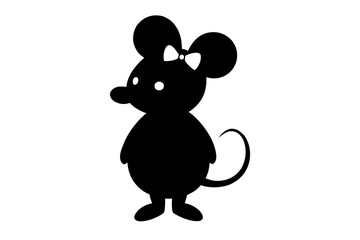 mouse with bows silhouette vector illustration