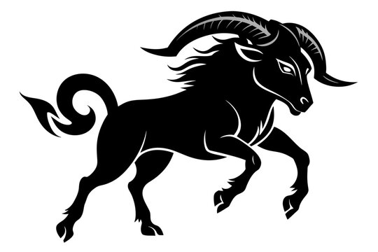brutal prancing ram logo silhouette black vector illustrator
