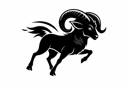 brutal prancing ram logo silhouette black vector illustrator