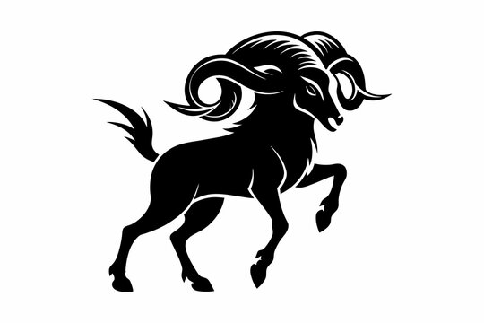 brutal prancing ram logo silhouette black vector illustrator