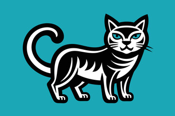 t shirt design for cat, bold line art, illustration, sticker