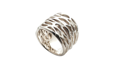 Contemporary Silver Ring On Transparent Background.
