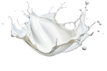 Milky Explosion: A Splash of Fresh Milk on a Clean White Surface. White or PNG Transparent Background.