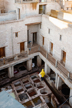 Man working in the Tannery in Fes, Morocco
