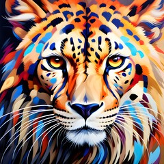 cheetah animal portrait beautiful abstract colors. generative ai