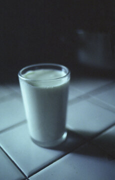 Milk on Tiled Counter