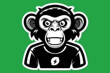 t shirt design for monky, bold line art, illustration, sticker