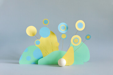 Different colored objects together on paper background