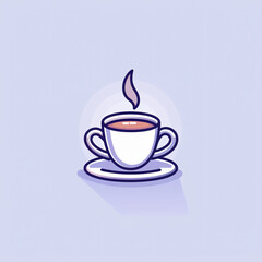 flat logo of a cup of coffee, coffee, cup, drink, cafe, hot, vector, tea, brown, illustration, beverage, breakfast, espresso, cappuccino, steam, caffeine, morning, mug, design, saucer, aroma