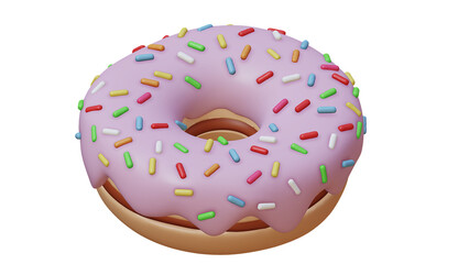 Donut filled with dulce de leche and pink icing with colorful sprinkles.