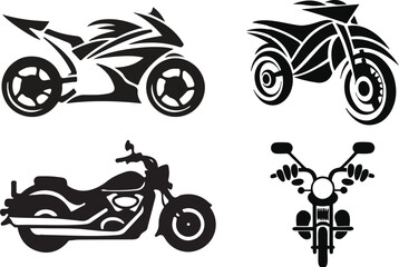 Obraz premium Motorcycle Types Objects Icons Set. Set of vintage custom motorcycle emblems, labels, badges, logos, prints, templates.