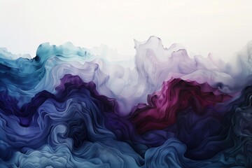 A collection of watercolor swirls in deep, rich hues gracefully set against a white background - obrazy, fototapety, plakaty