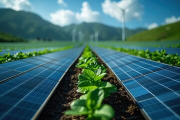 Fototapeta premium Solar panels array in field