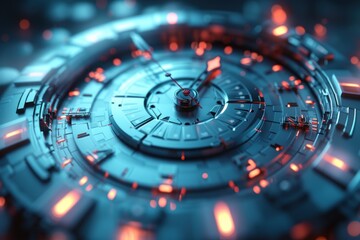 Close up of clock with red lights