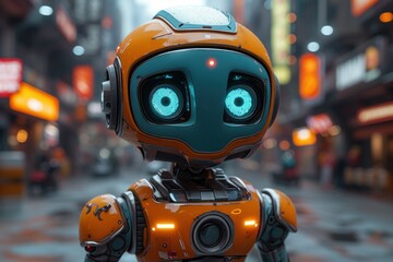 Robot standing in street