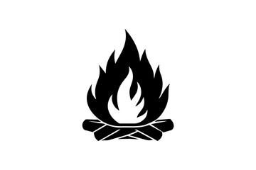 camp fire silhouette vector illustration