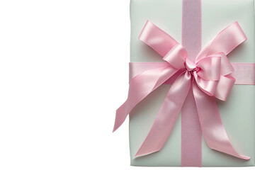 Enchanting Surprise: Wrapped Present With Pink Ribbon and Bow. White or PNG Transparent Background.