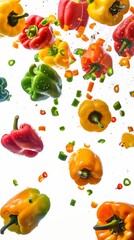 Elevated Essence: Bell Peppers in a Whirl of Colors - Picture a mesmerizing scene of bell peppers in a variety of colors