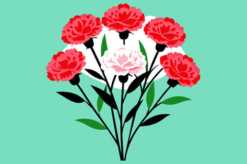 Vector Design Blossoming Carnations 