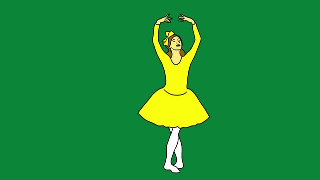 dancing ballerina cartoon animation with green screen background