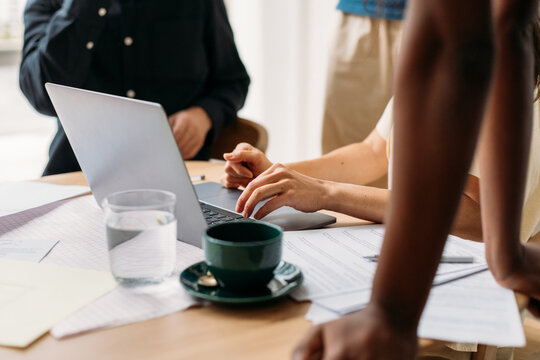 Anonymous people working in office