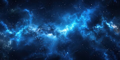 Concept for a blue geometric outer space background. - obrazy, fototapety, plakaty