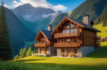 swiss alpine hut in the beautiful  mountains