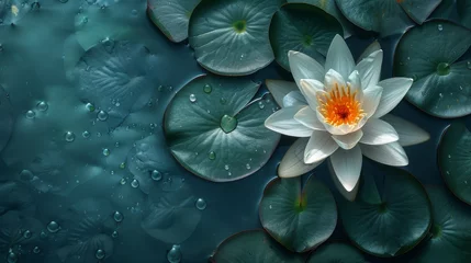 Foto op Canvas Green background with water lilies © Diana
