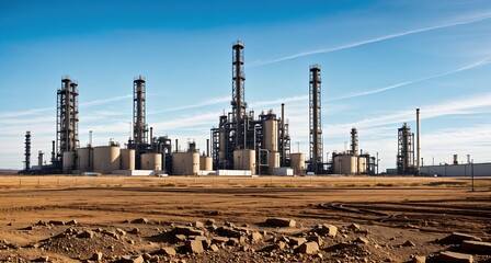 An oil refinery in the desert - obrazy, fototapety, plakaty