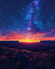 Starry night over the desert, clear sky, cosmic view, natural solitude, wallpaper, nature background 