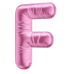 3D Pink Balloon Letter F Symbol for Celebrations with Transparent Background