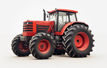 High detailed illustration of a farm tractor red agricultural tractor is vividly depicted isolated on white background 