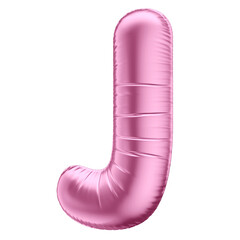 3D Pink Balloon Letter J Symbol for Celebrations with Transparent Background