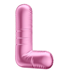 3D Pink Balloon Letter L Symbol for Celebrations with Transparent Background